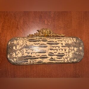 Alexander McQueen Lizard Gold and Tan Clutch